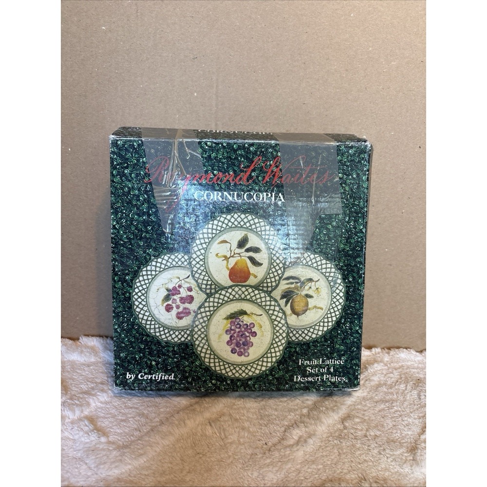 Raymond Waites Cornucopia Fruit‎ Lattice Dessert Plates New In Box